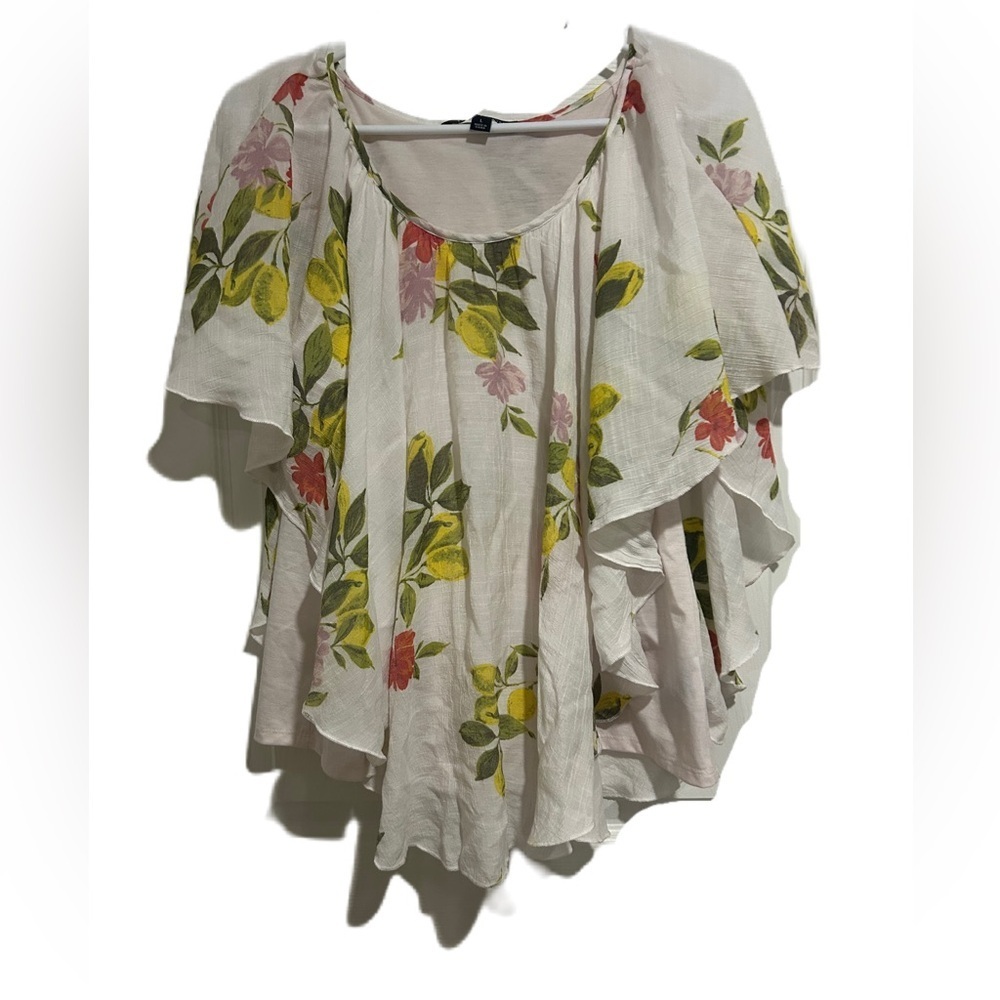 Zac & Rachel White Floral Blouse Size L - Picture 1 of 6